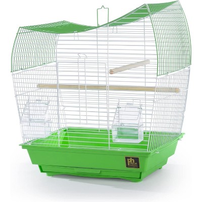 Lime Green Wave Top Bird Cage with Plastic Base