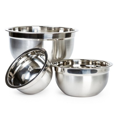 Heavy Duty Brushed Stainless Steel 3-Piece Mixing Bowl Set