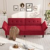 GustoWave 89" Contemporary Futon Loveseat Couch, Simple Upholstered Futon Sofa, Fabric Sleeper Sofa with Adjustable Backrest & Armrest - 2 of 4