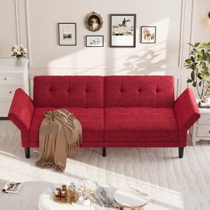 GustoWave 89" Convertible Futon Sofa, Soft Upholstered Futon Couch, Fabric Sleeper Sofa with Adjustable Backrest & Armrest - 1 of 4