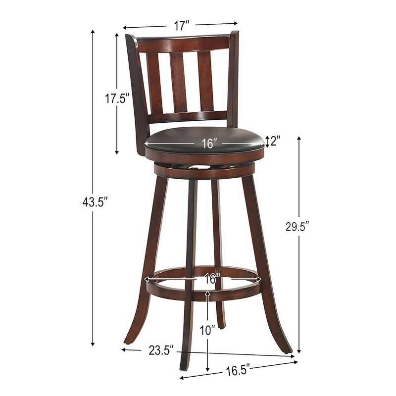Costway Set of 2 29.5'' Swivel Bar stool Leather Padded Dining Kitchen Pub Bistro Chair High Back, 5 of 11