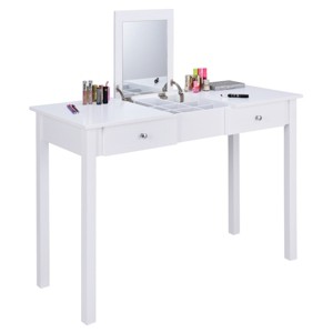 Tangkula Makeup Desk Flip Type Table Cosmetics Organizer w/ Square Dressing Mirror - 1 of 4