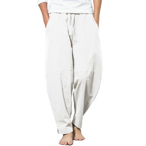 COOFANDY Men's Linen Harem Drawstring Pants Casual Elastic Waist Lightweight Trouser Summer Beach Yoga Pants - 1 of 4