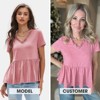 EXLURA Women's Summer Short Sleeve Peplum Babydoll Tops Cute V Neck T Shirts - 2 of 4