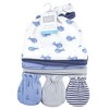 Hudson Baby Infant Boys Cotton Cap and Scratch Mitten Set, Blue Whale, 0-6 Months - 2 of 4