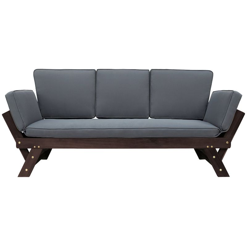 Outdoor Patio Adjustable Wooden Sofa Lounger With Cushion - ModernLuxe, 5 of 13