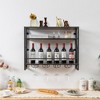 MOEPISY 3 Tiers Industrial Wall Mounted Wine Rack with Glass Holder and Metal Frame - 2 of 4