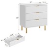 Fluted Wood 3-Drawer Dresser for Bedroom – 28" Wide Modern Chest with Black Finish and Gold Handles - 2 of 4