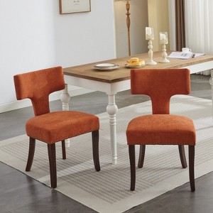 NicBex Linen Dining Chairs Set of 2,Armless Upholstered Kitchen Chair with Curved Backrest with Copper Nails around for Dining Room,Kitchen - 1 of 4