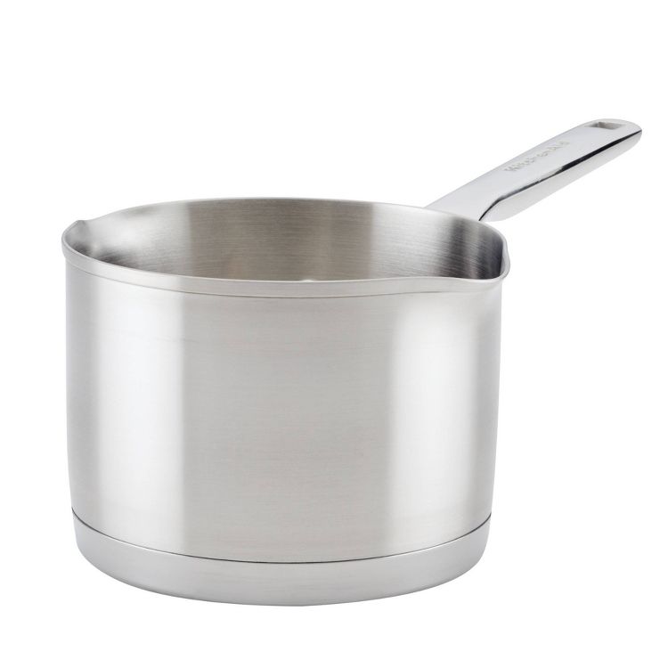 KitchenAid Stainless Steel 3-Ply Base 1.5qt Open Saucepan with Spouts: Dishwasher-Safe, Gas & Electric Compatible, 1 of 8