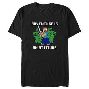 Men's Minecraft Steve and Creepers Adventure Is an Attitude T-Shirt - 1 of 4