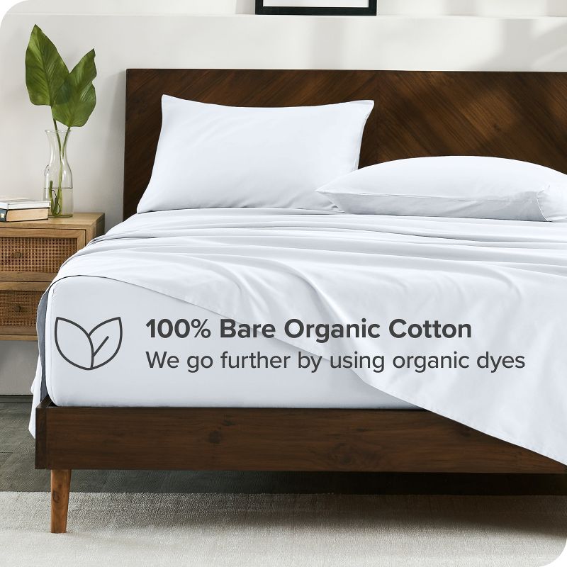 400 Thread Count Organic Cotton Sateen Pillowcase Set by Bare Home, 4 of 6