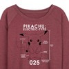 Women's - Pokémon - Pikachu Electric-Type Lightweight French Terry Wide Neck Long Sleeve Shirt - 2 of 4