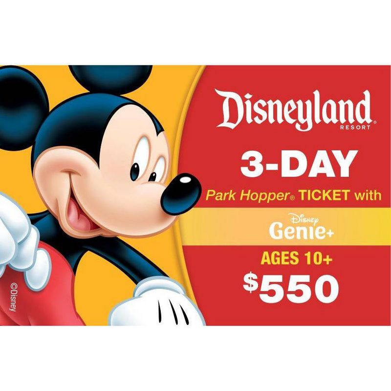 Disneyland 3 Day Park Hopper Ticket with Genie+ Service $550 (Ages 10+), 1 of 2
