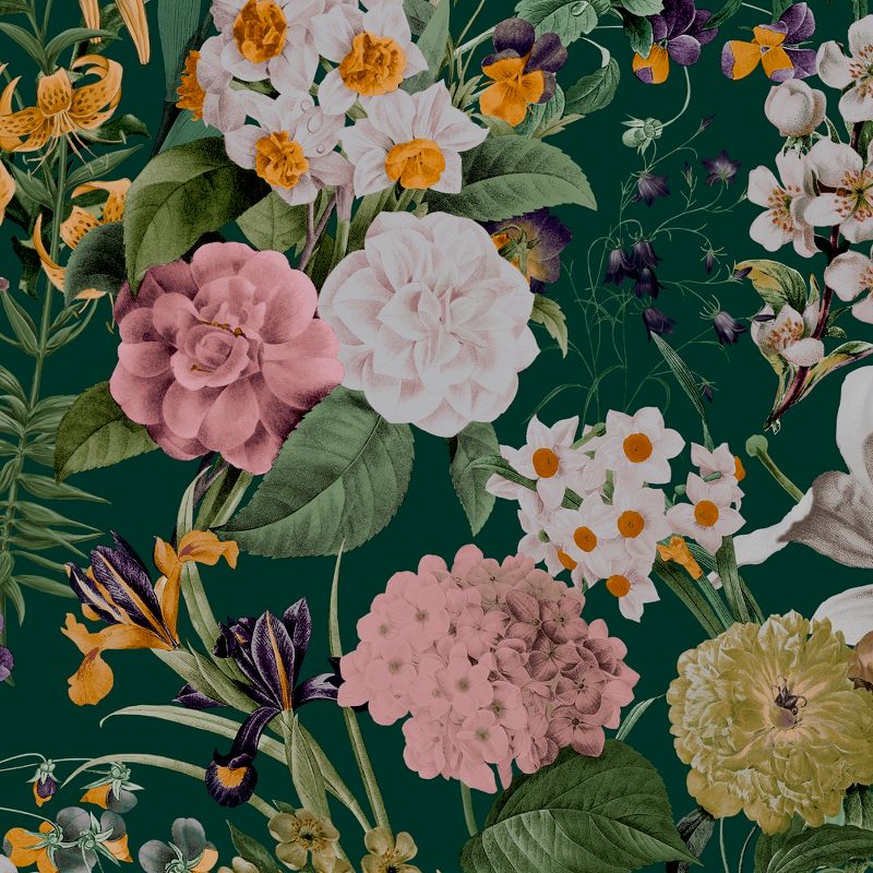 Glasshouse Flora Emerald Green Floral Paste the Wall Wallpaper, 1 of 5