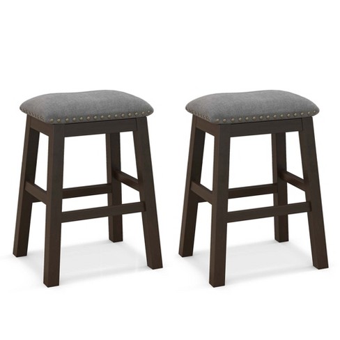 Round Cushion Domestic Hardwood Backless Swivel Bar Stool with Smooth Legs