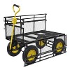 FURNIinspire Wheelbarrows And Lawn Carts Garden Cart For Picnic, Shopping, Lawn Cart With Solid Wheels And Yellow Handle, Black, 55“*24"*47" - 4 of 4