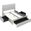 Yaheetech Upholstered Bed Frame with 3 Storage Drawers and Built-In USB Ports - 2 of 4