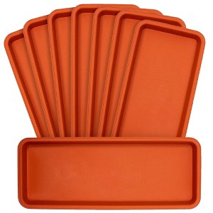 Farmlyn Creek 8 Pack Large Plastic Plant Drip Trays for Watering, Rectangular Planter Saucer Pans for Indoors, Outdoors, Terracotta Red, 17x7 in - 1 of 4