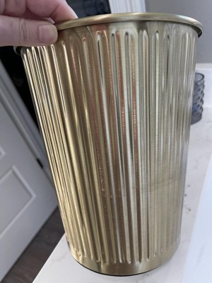 2.4gal Fluted Brass Bathroom Wastebasket Antique Finish - Hearth & Hand™ With Magnolia: Open-top ...