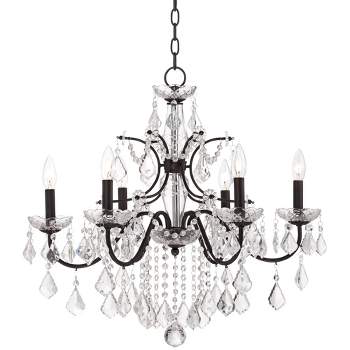 Vienna Full Spectrum DeMallo Dark Bronze Chandelier 26" Wide French Scroll Arm Clear Crystal 6-Light Fixture for Dining Room Home Foyer Kitchen Island