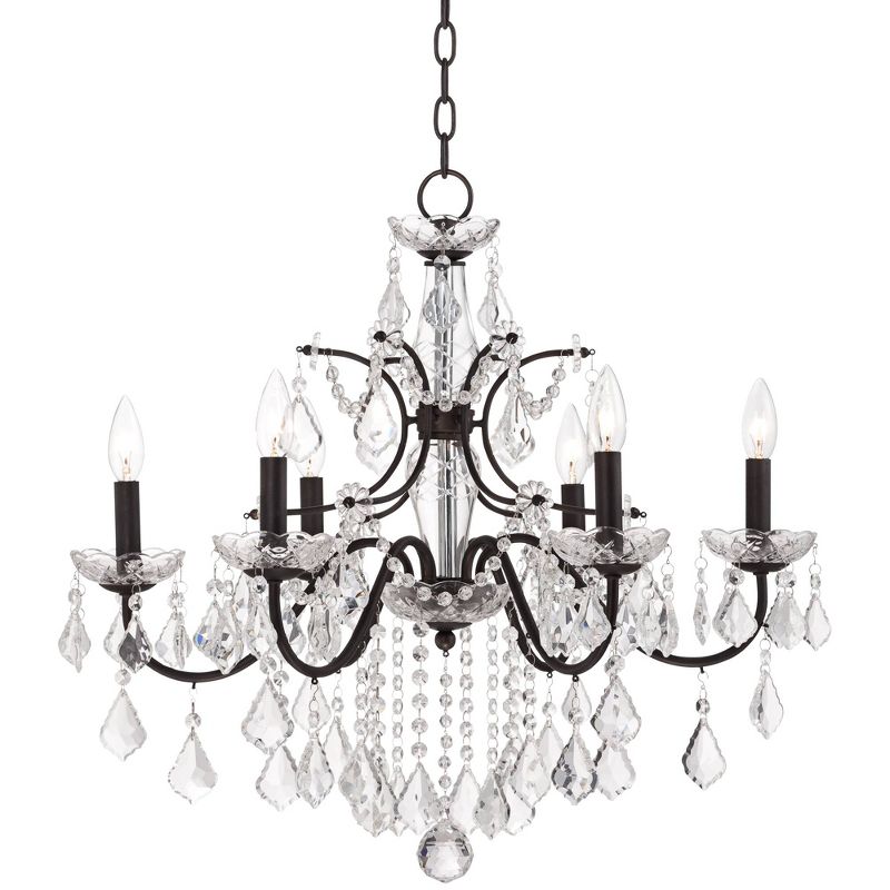 Vienna Full Spectrum DeMallo Dark Bronze Chandelier 26" Wide French Scroll Arm Clear Crystal 6-Light Fixture for Dining Room Home Foyer Kitchen Island, 1 of 8
