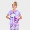 Girls' Hello Kitty & Kuromi 2pc Short Sleeve Pajama Set - Purple - 3 of 4