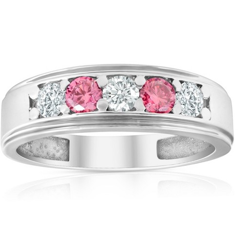 Pompeii3 Men's Brushed Pink Diamond Wedding Ring