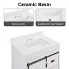 Bestier 30" White Farmhouse Bathroom Vanity with Sliding Barn Doors, 2 Drawers, Freestanding Vanity with Protective Backsplash - 3 of 4
