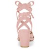 Allegra K Women's Open Toe Front Crisscross Chunky Heel Lace Ups Sandals - 3 of 4