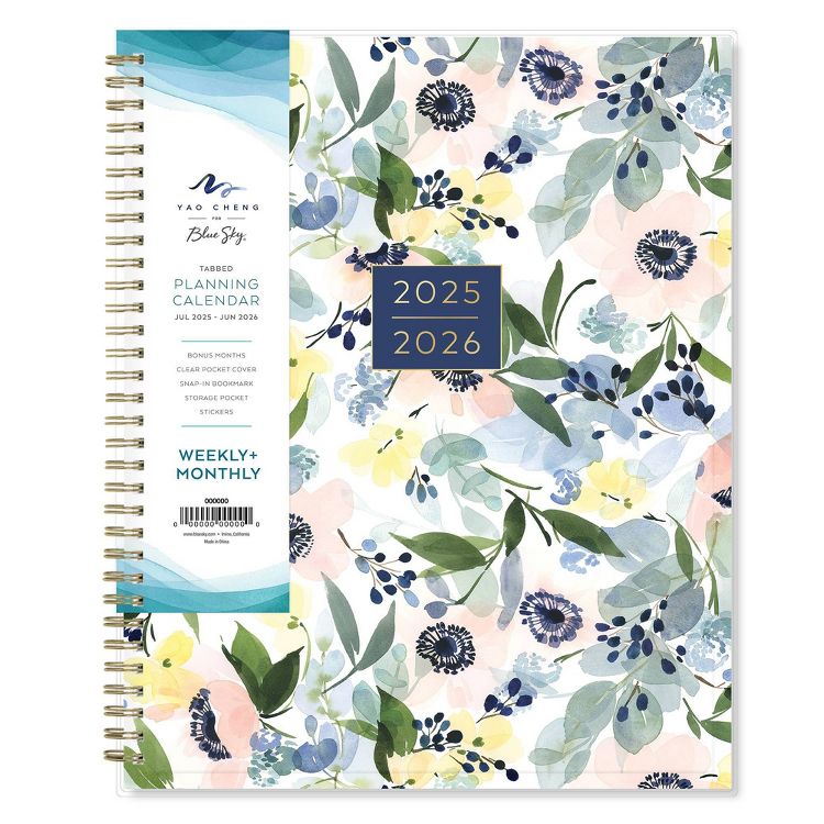 Blue Sky 8.5&#34;x11&#34; Yao Cheng 2025-2026 Weekly/Monthly Wirebound Planner Clear Cover Anemones Multi, 3 of 13