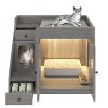 YOOCOZZ GO Cat Litter Box Enclosure with Light , Hidden Litter Box Furniture with 2 Storage Drawers, Indoor Cat House Side Table - 4 of 4