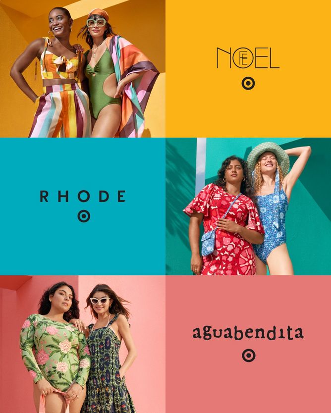 6 featured looks: 2 bold, sunset-colored Grenadian-inspired warm-weather looks by Fe Noel; 2 vibrant, globally-inspired floral print summer looks by Rhode; and 2 earthy, beach-to-street Colombian-inspired floral print looks by Agua Bendita.