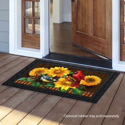 Fall Birds and Sunflowers Rectangular Rubber Doormat