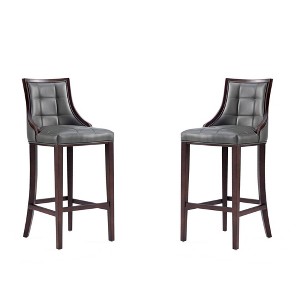 Set of 2 Fifth Avenue Upholstered Beech Wood Faux Leather Barstools - Manhattan Comfort - 1 of 4