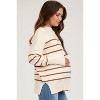 PinkBlush Beige Striped Drop Shoulder Maternity Sweater - 2 of 4