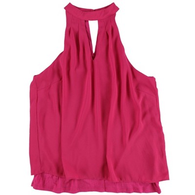 bar III Womens Keyhole Cold Shoulder Blouse, Pink, X-Large