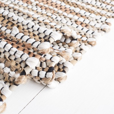 Ivory Wool and Cowhide Hand-Woven Vintage Area Rug