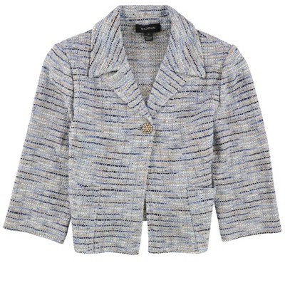 St. John Womens Tweed One Button Blazer Jacket