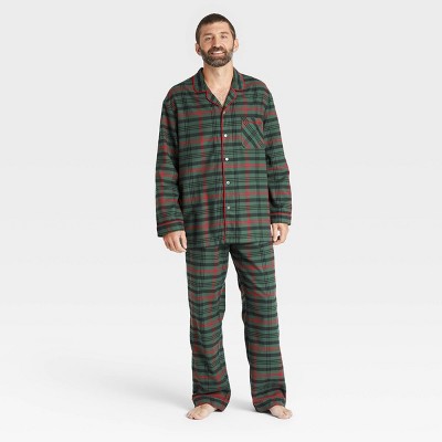 Men's Tartan Plaid 2pc Pajama Set Dark Green/Red - Hearth & Hand™ with Magnolia S