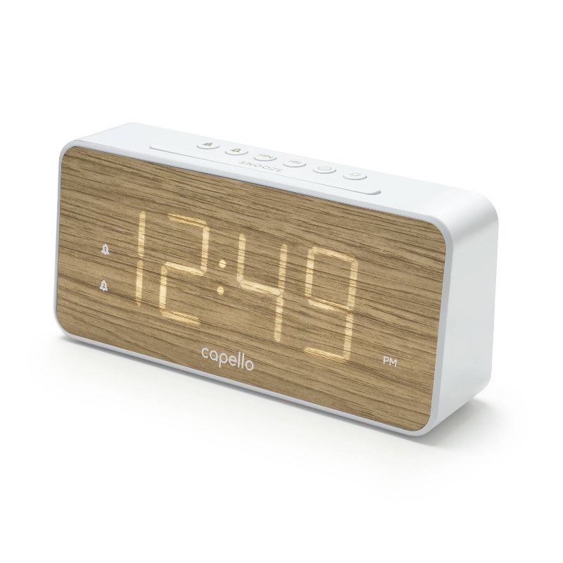 Extra Large Display Digital Alarm Clock White/Pine - Capello, 2 of 10