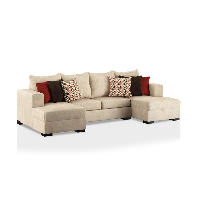 Sandrock Upholstered Sectional Beige/Dark Brown/Vermilion - HOMES: Inside + Out