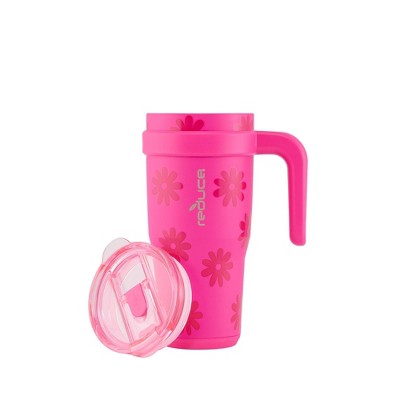 Reduce 24oz Cold1 Vacuum Insulated Stainless Steel Straw Tumbler Mug Pink: Dishwasher-Safe, Flip-Top Lid