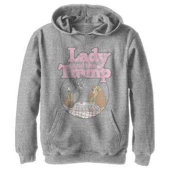 Boy's Lady and the Tramp Distressed Spaghetti Kiss Movie Logo Pull Over Hoodie