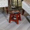 FONTOI Carved Wooden Step Stool with Maple Leaf Pattern, Ottoman Foot Stools for Living Room Bedroom, Dark Brown, 11"*10"*11" - 3 of 4