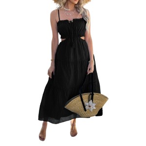 Slickblue Women's Spaghetti Strap Tiered Dress, Ruched Cut-Out Flowy,  Casual Beach Vacation Outfit, Color & Size Options : Target