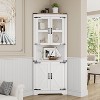 67" Tall Corner Storage Cabinet with Lights, Farmhouse Wooden Corner Hutch with Glass Doors, Adjustable Shelves, Display Cabinet - 2 of 4