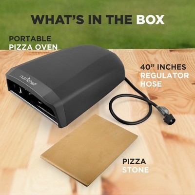 NutriChef Portable Black Gas Outdoor Pizza Oven with Stone