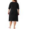 Agnes Orinda Women's Plus Size Stitched Knitted Short Sleeve V Neck Comfy Soft Casual Nightgown - 4 of 4