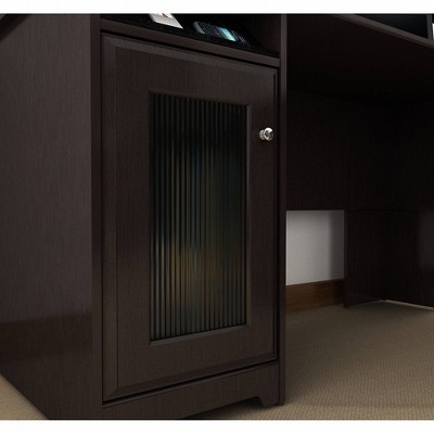 Espresso Oak L-Shaped Computer Desk with Hutch and Storage